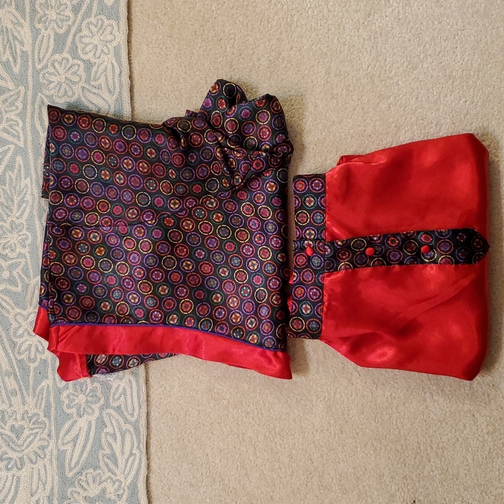 Vintage Body Drama Lingerie PJ set short sleeve, short bottoms red, black green